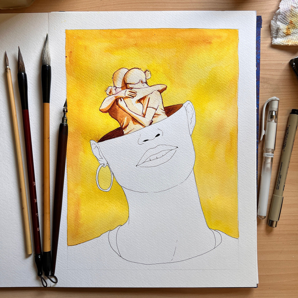 Friendship & Love (Original Ink and Watercolor)