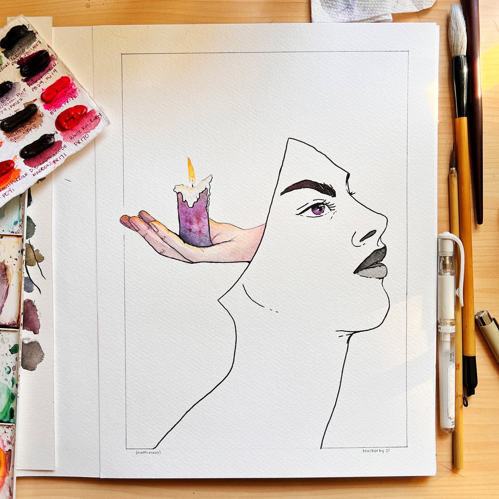 Lit (Original Ink and Watercolor)