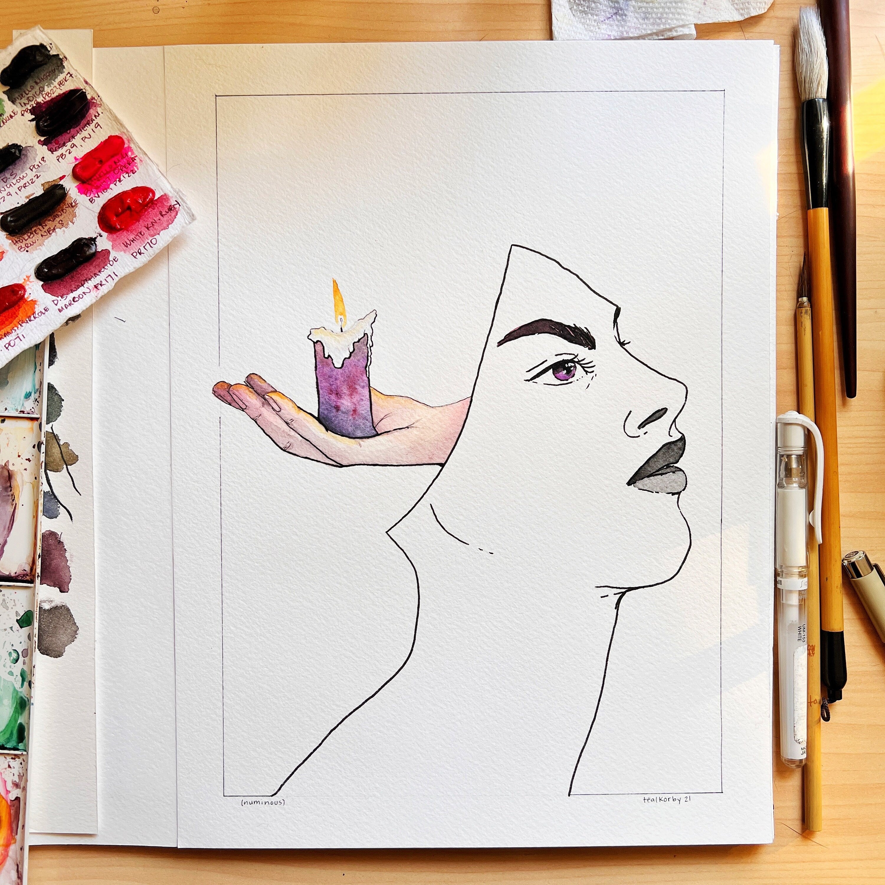 Lit (Original Ink and Watercolor)