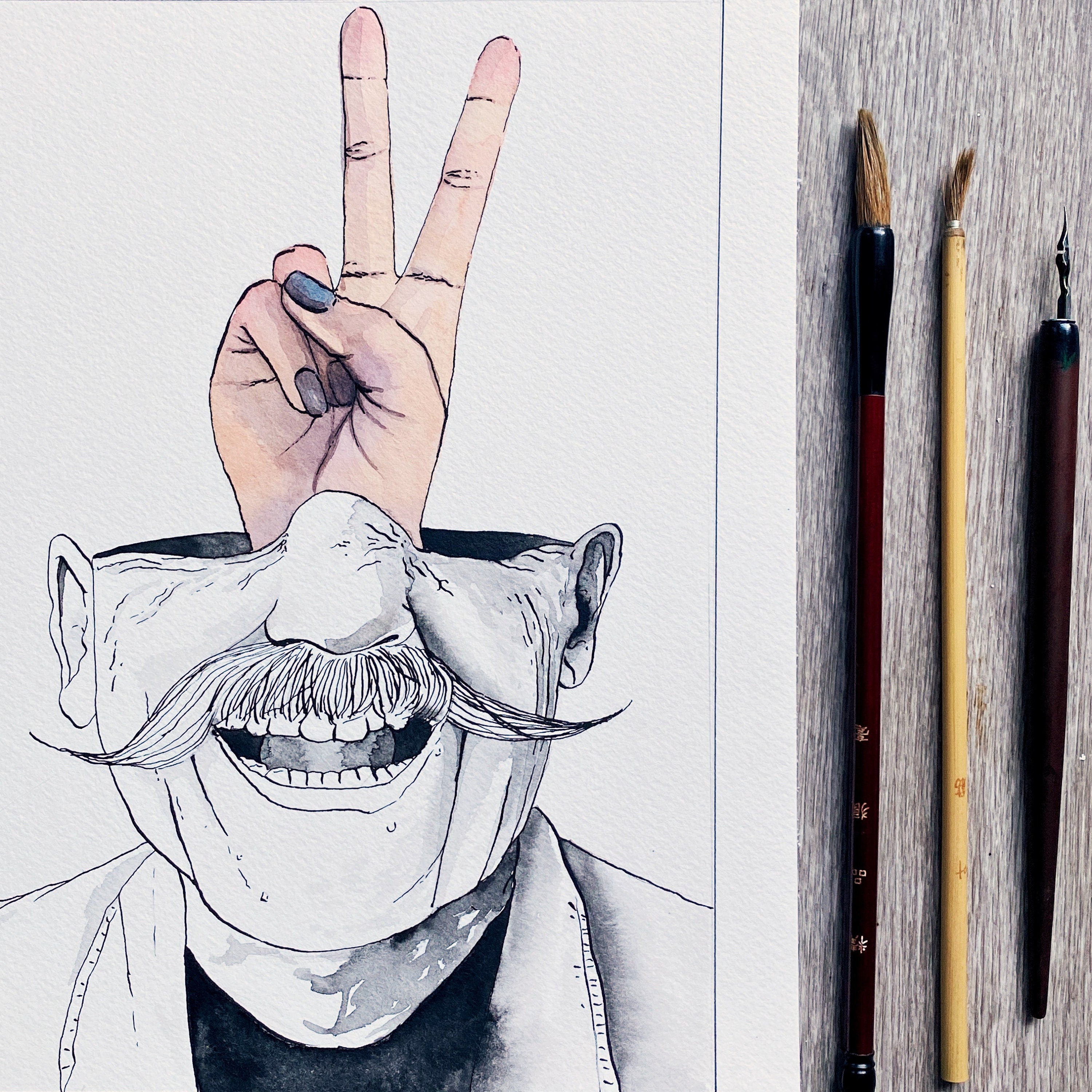 Nice to Meet Ya (Original Ink and Watercolor)