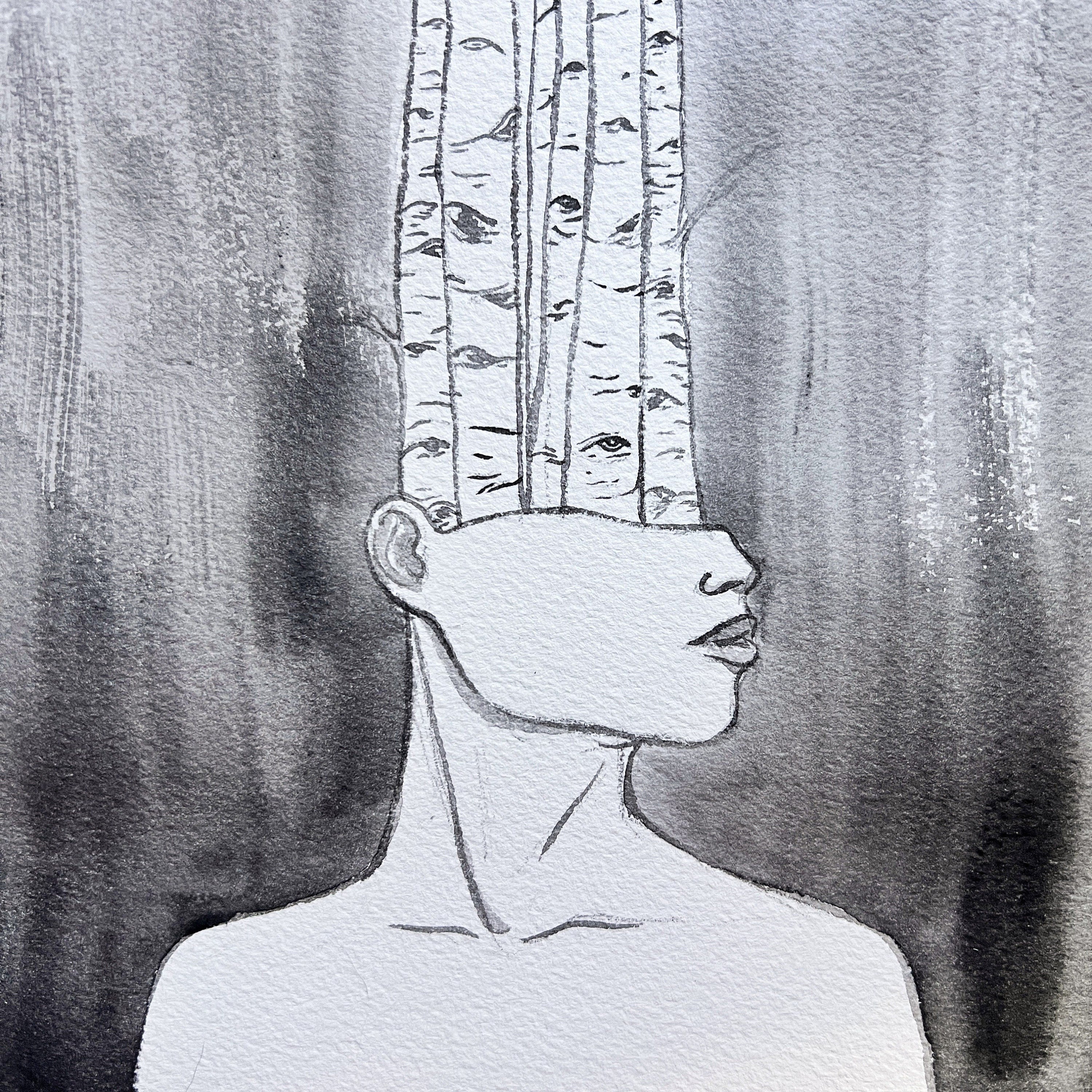 Birch (Original Ink and Watercolor)