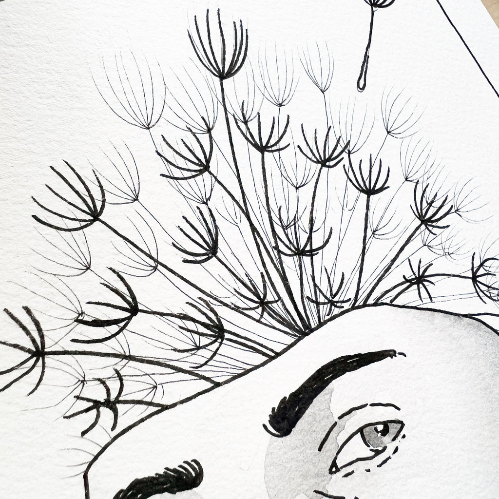 Dandelion (Original Ink and Watercolor)