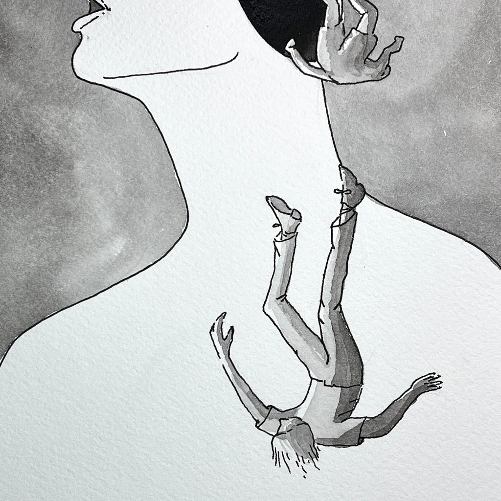 Falling (Original Ink and Watercolor)