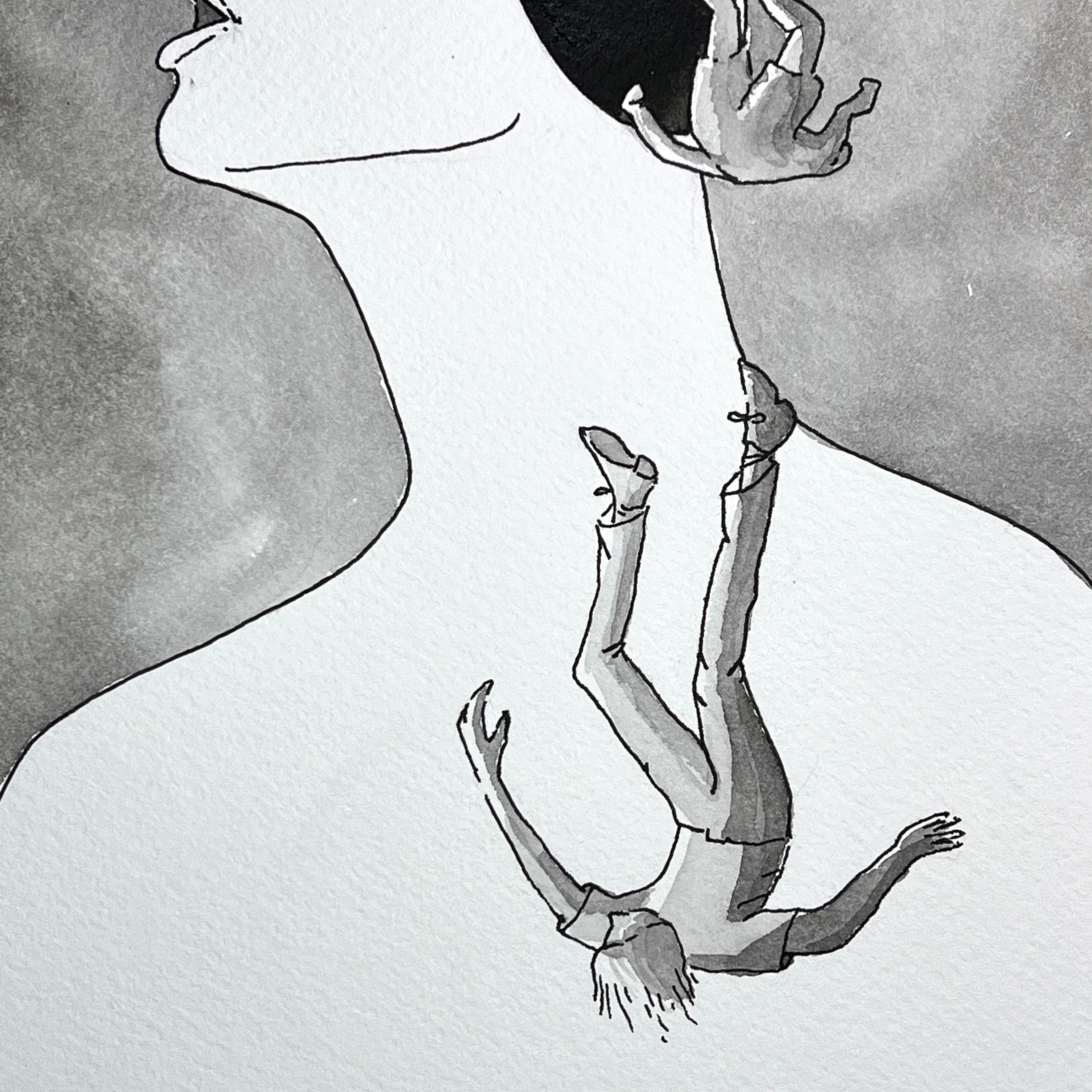 Falling (Original Ink and Watercolor)