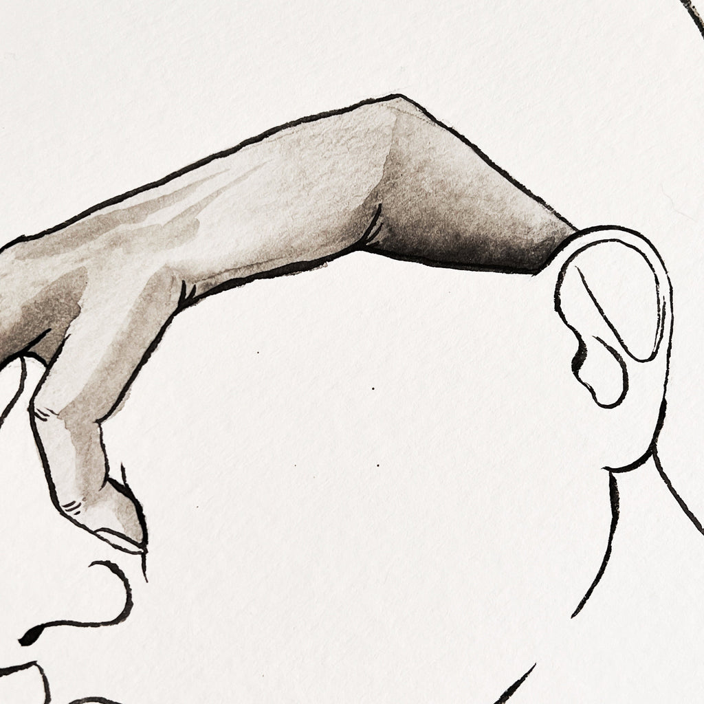 Just a Thought (Original Ink and Watercolor)