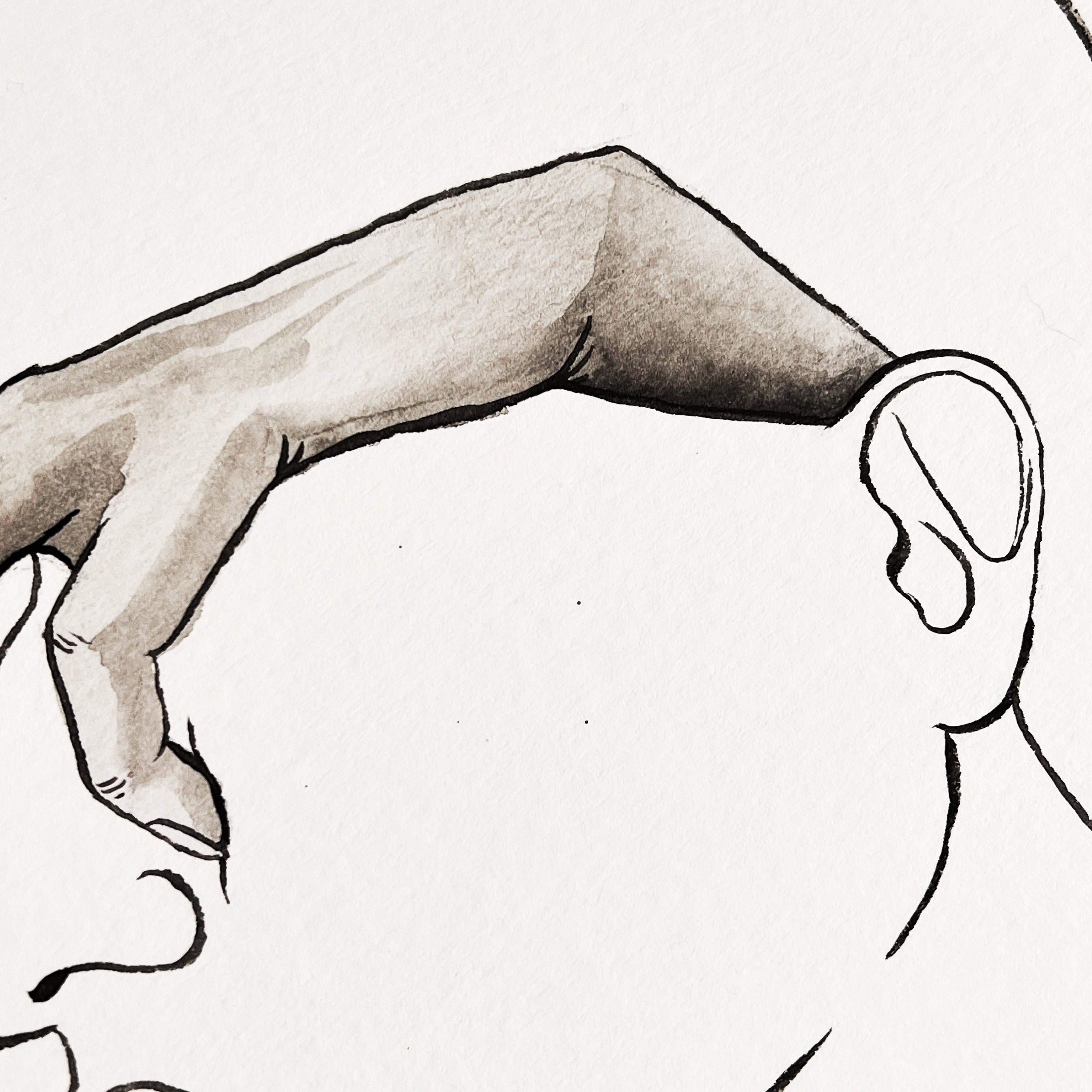 Just a Thought (Original Ink and Watercolor)