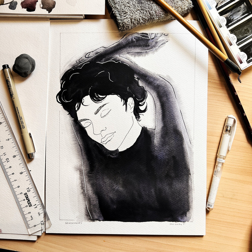 Stretch (Original Ink and Watercolor)