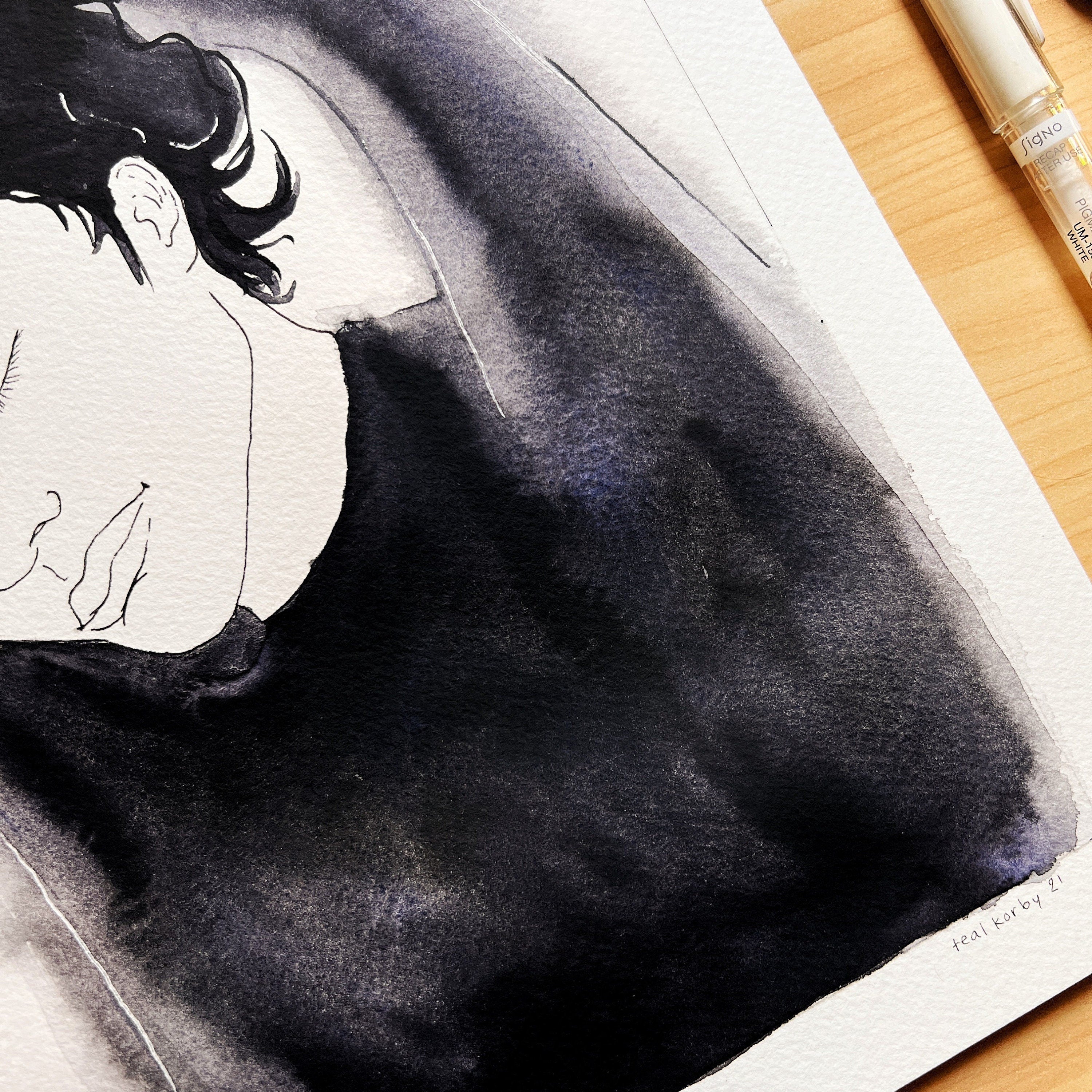 Stretch (Original Ink and Watercolor)