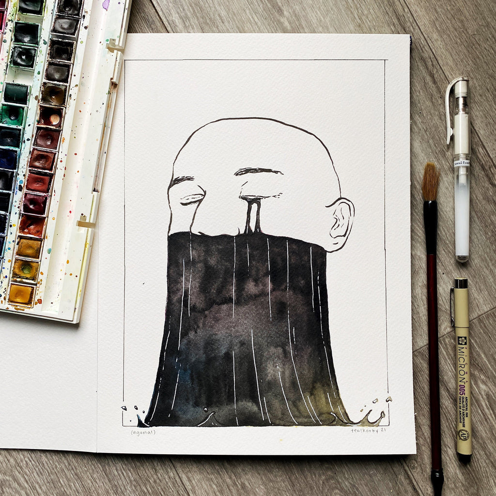 Heavy Feelings (Original Ink and Watercolor)