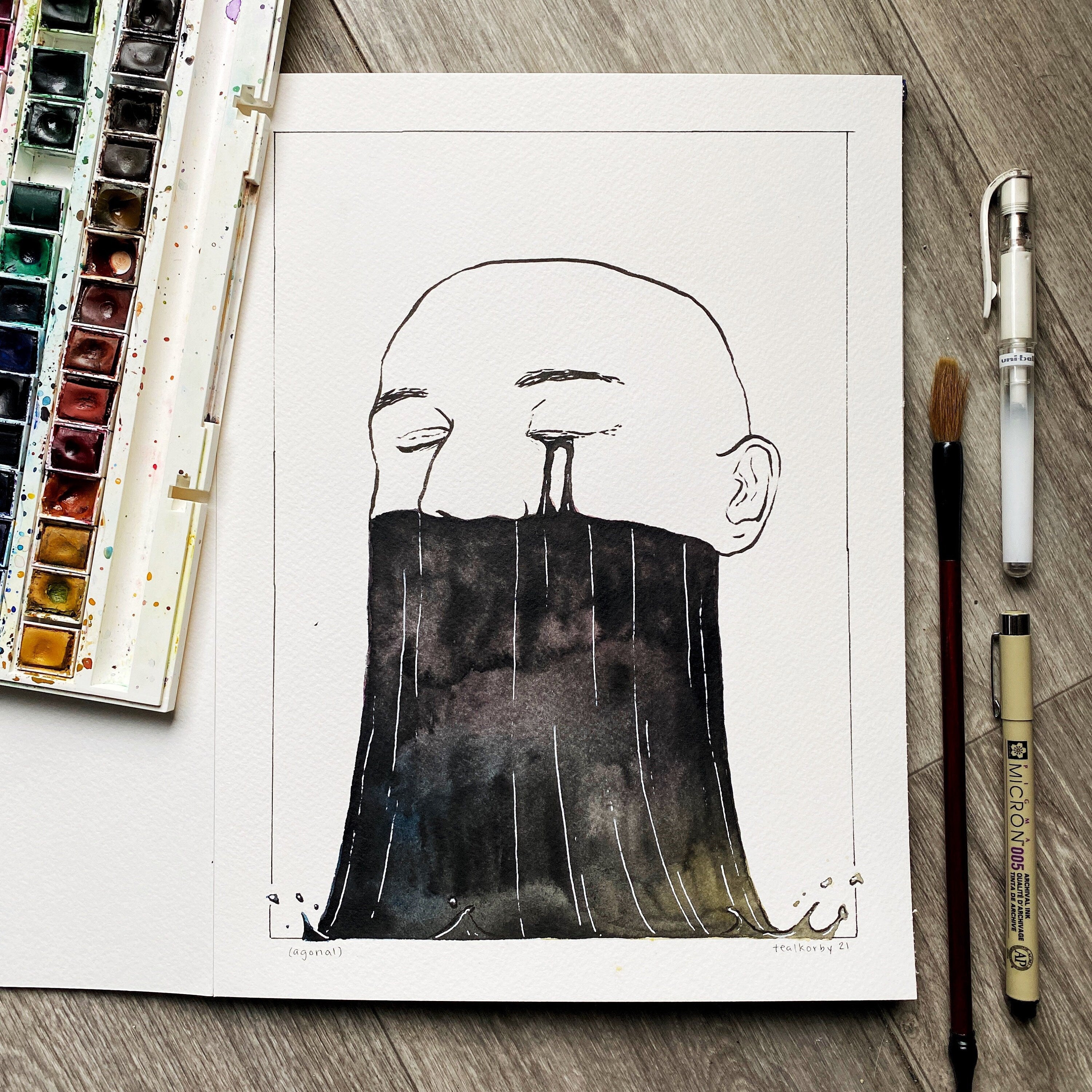 Heavy Feelings (Original Ink and Watercolor)