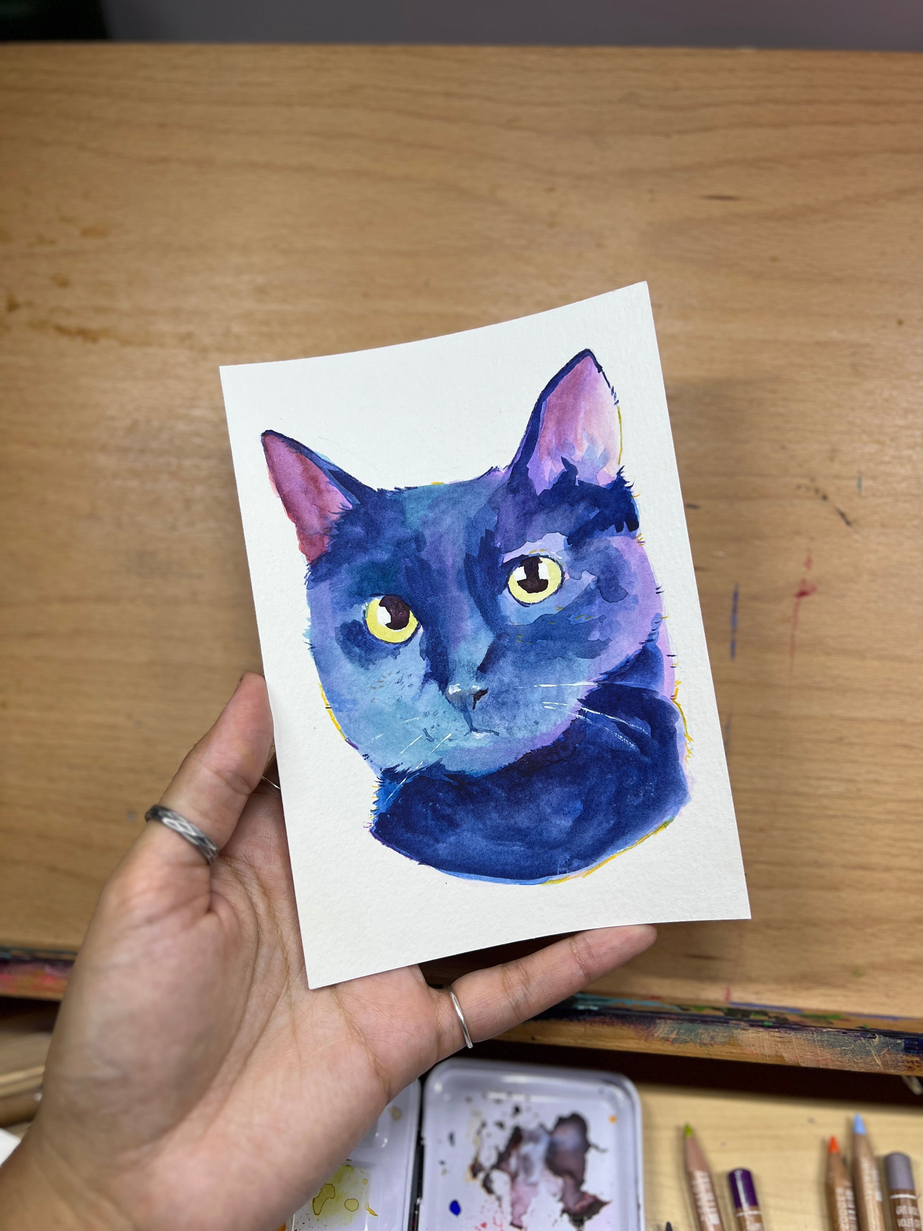 The "Boop-able" Portrait: Custom Hand-Painted Black Cat