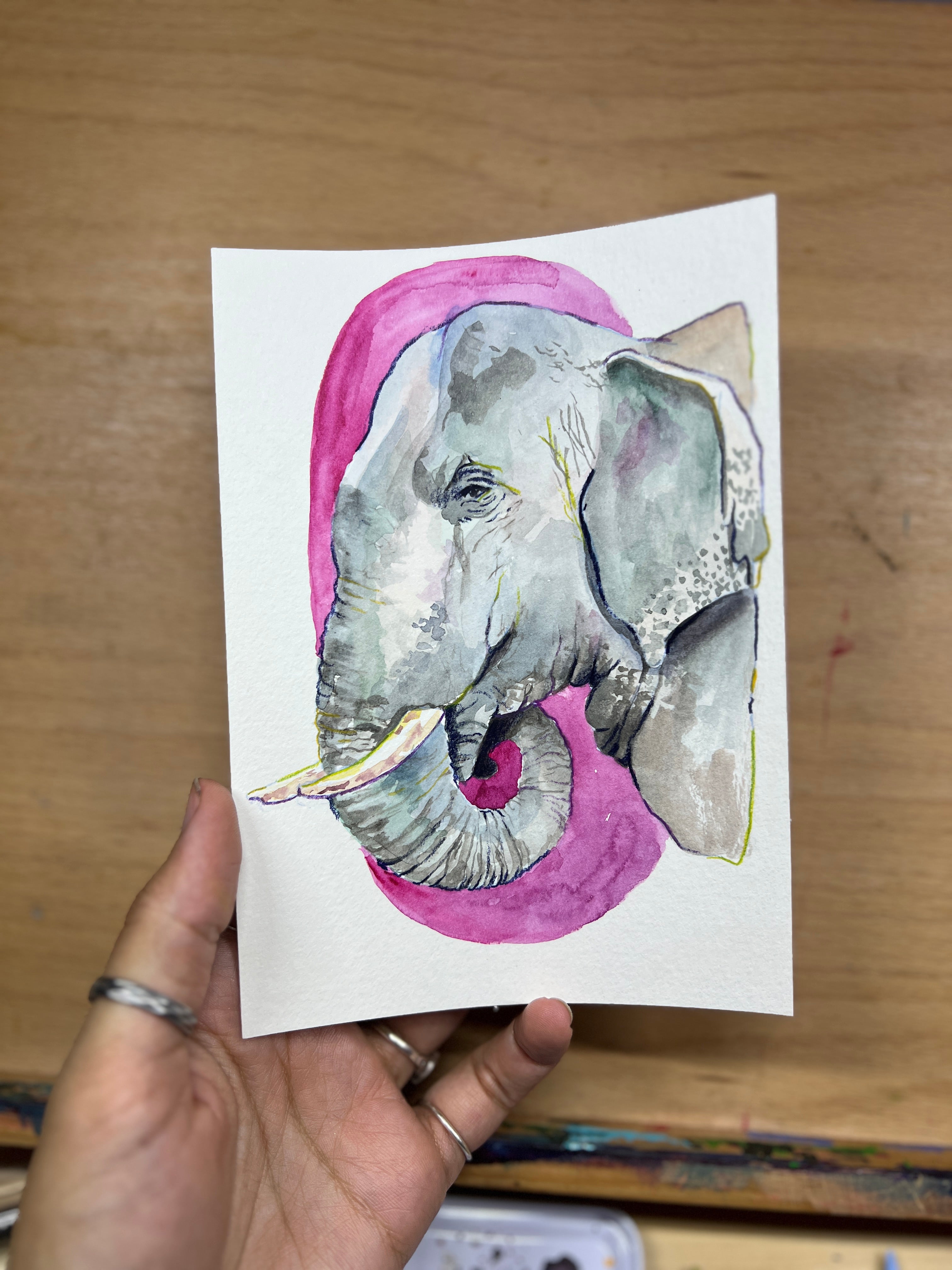 The "Boop-able" Portrait: Custom Hand-Painted Elephant