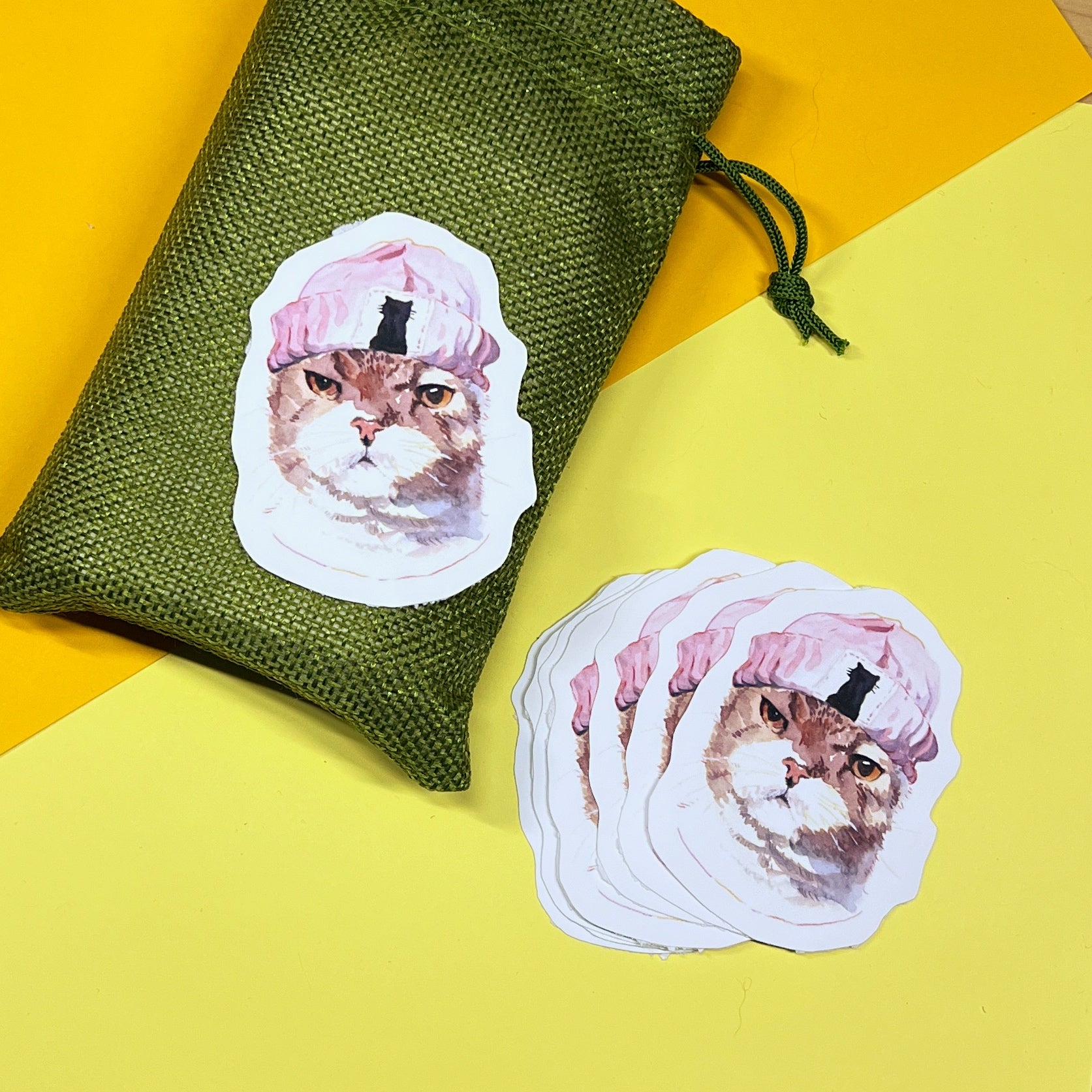 Grumpy Street Wear - Pink Beanie Cat Sticker