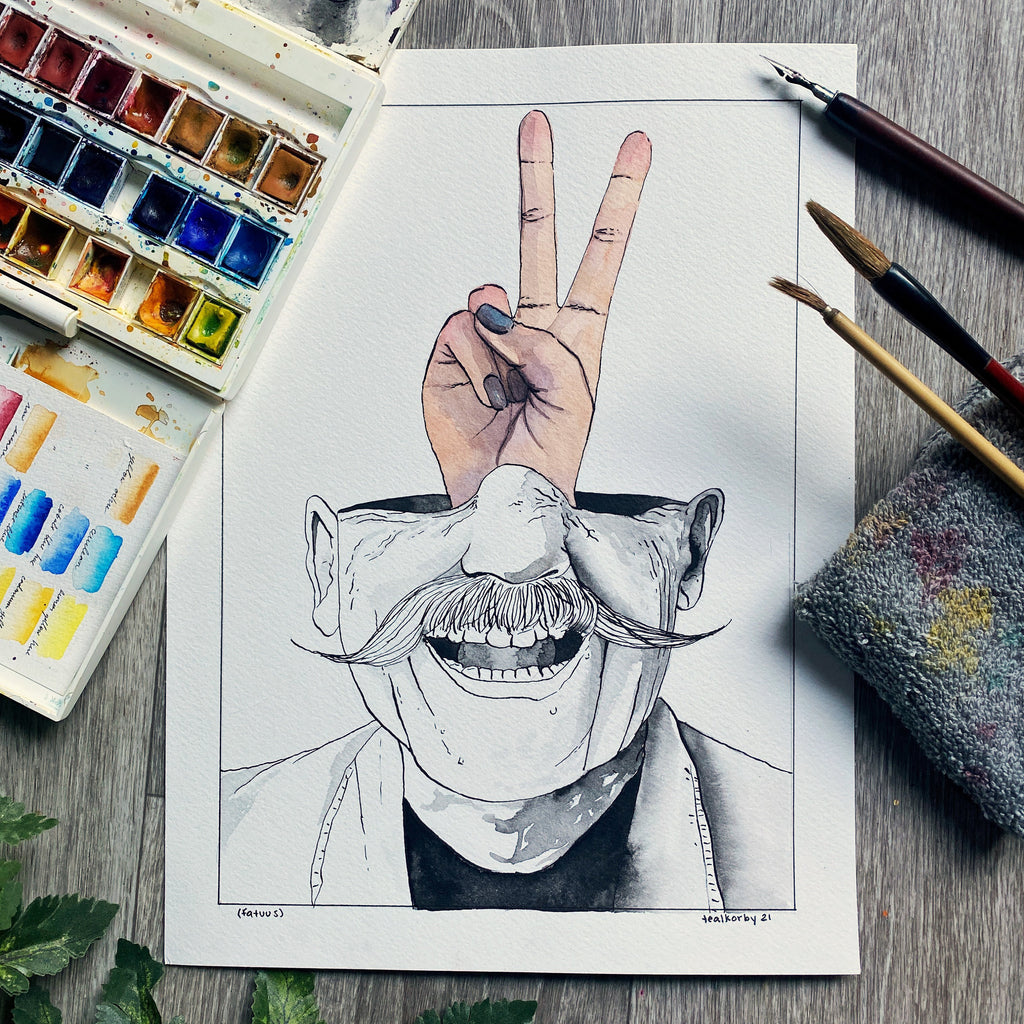 Nice to Meet Ya (Original Ink and Watercolor)