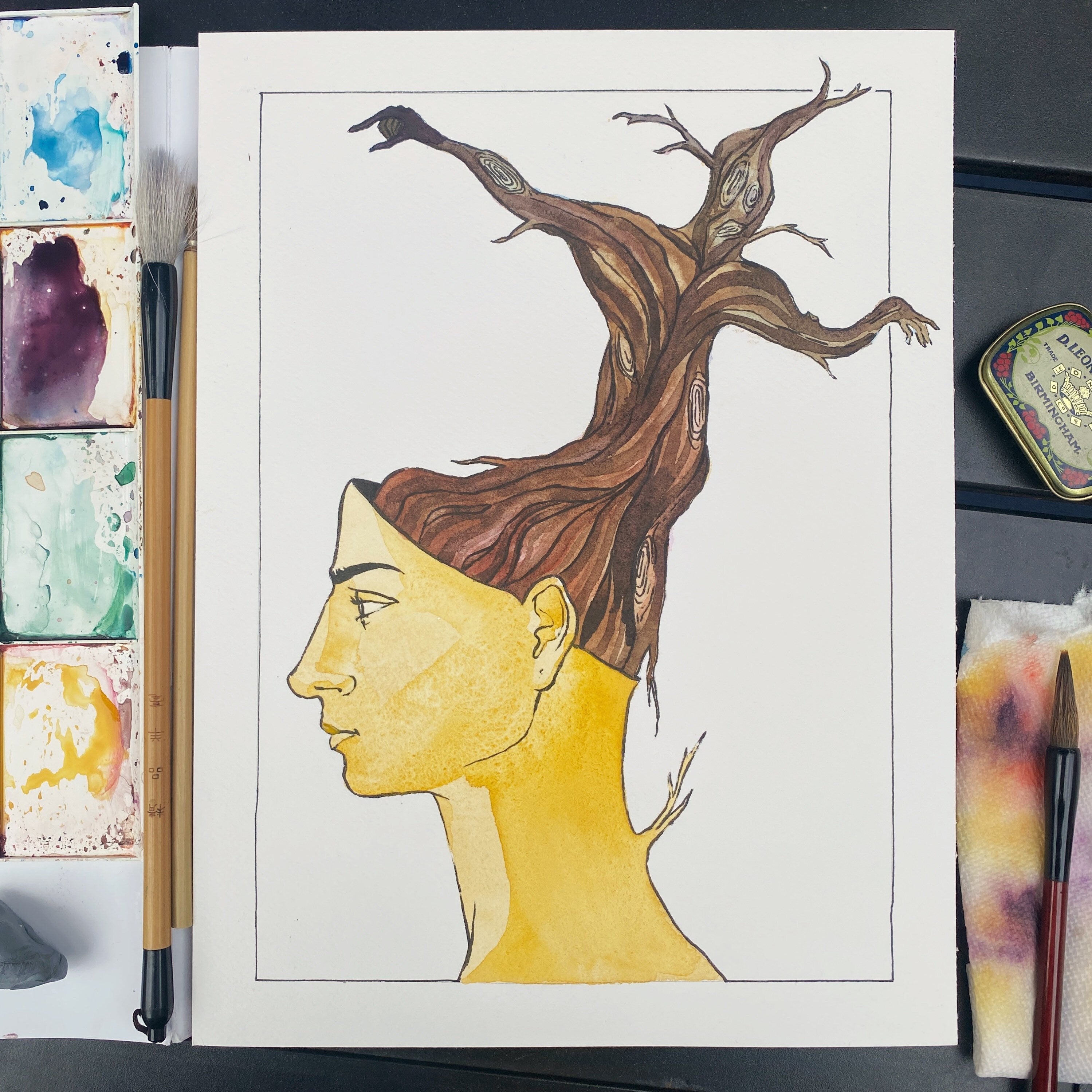 Growing Up (Original Ink and Watercolor)