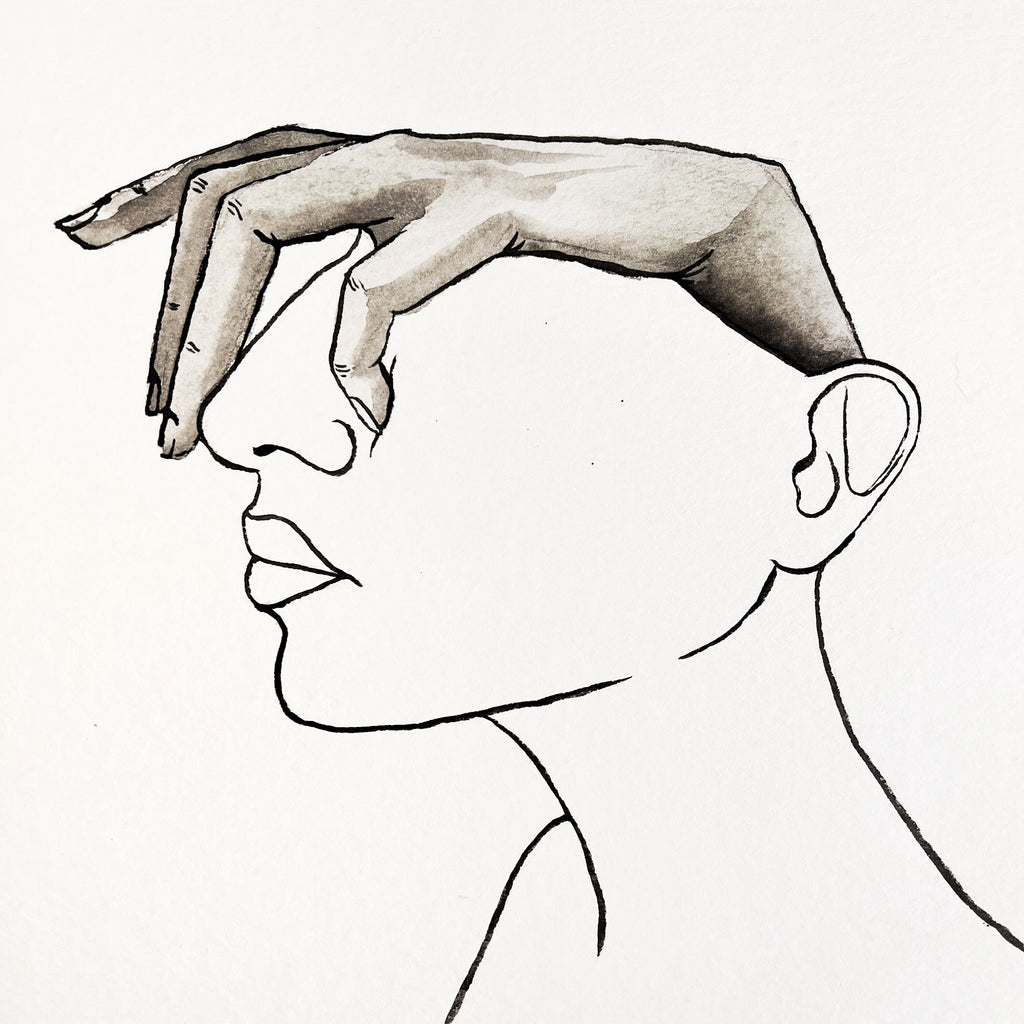 Just a Thought (Original Ink and Watercolor)