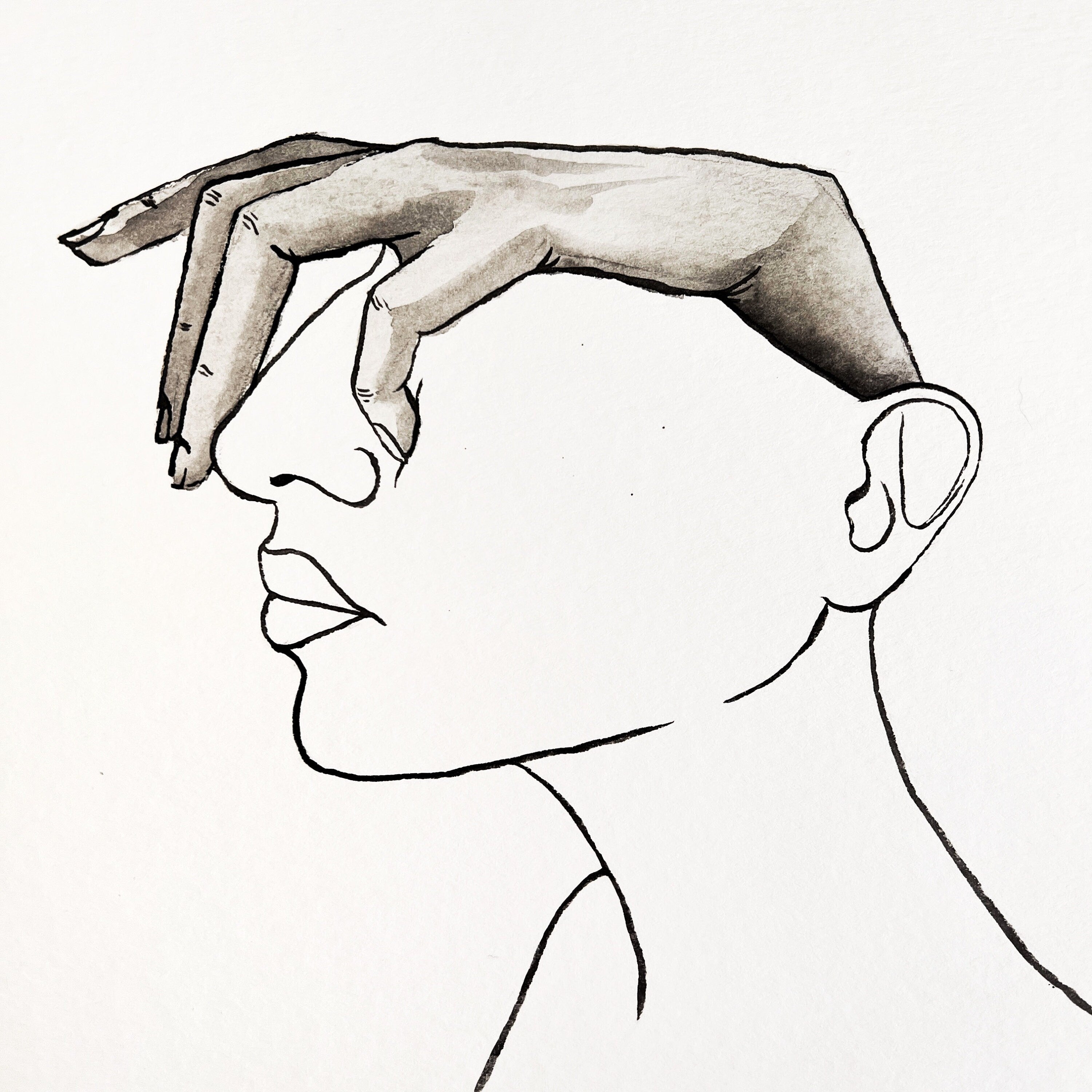 Just a Thought (Original Ink and Watercolor)