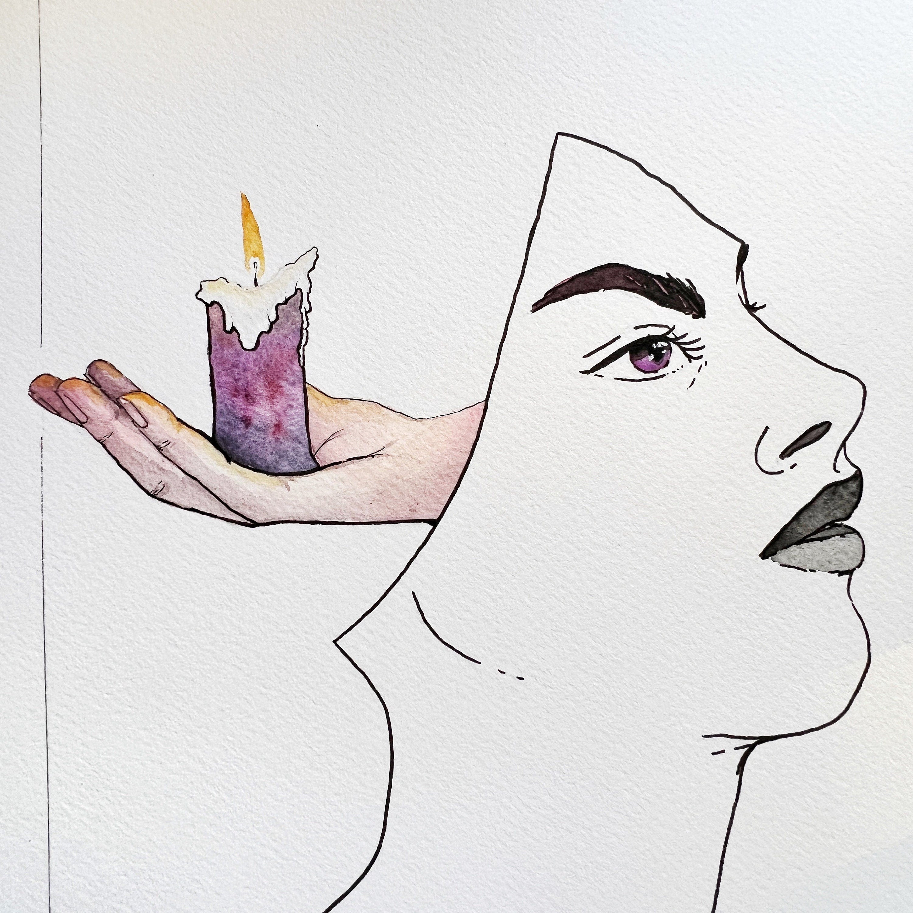 Lit (Original Ink and Watercolor)