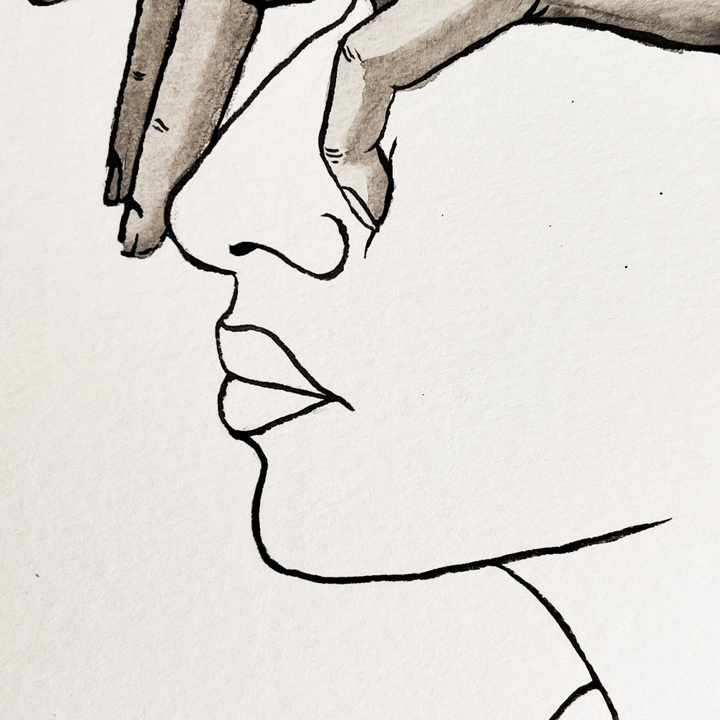 Just a Thought (Original Ink and Watercolor)