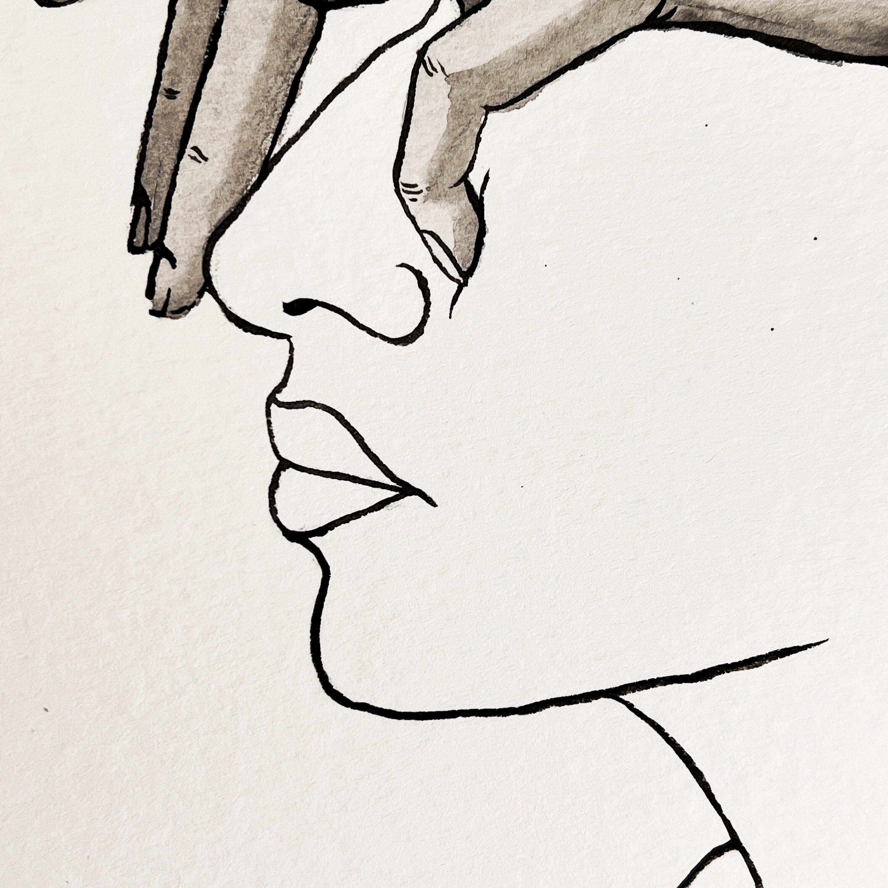 Just a Thought (Original Ink and Watercolor)