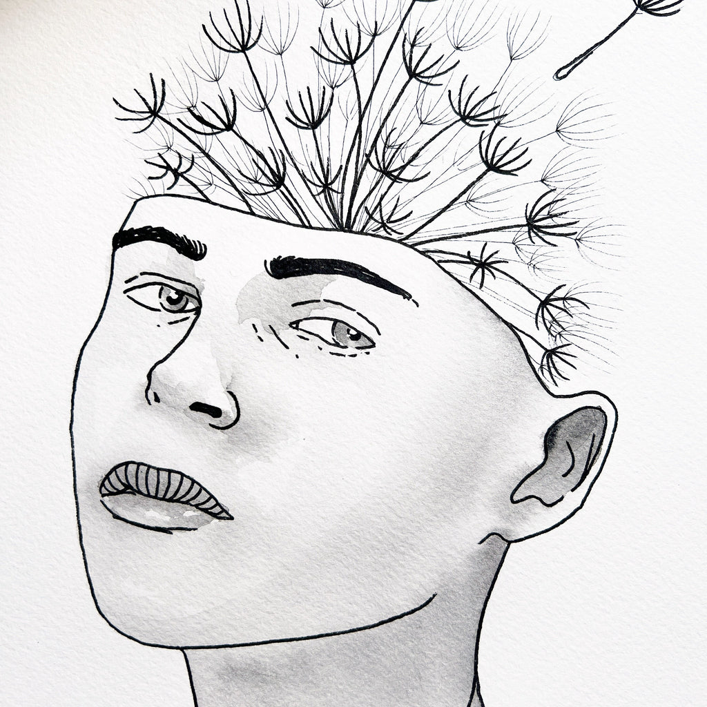Dandelion (Original Ink and Watercolor)