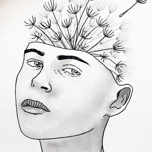 Dandelion (Original Ink and Watercolor)
