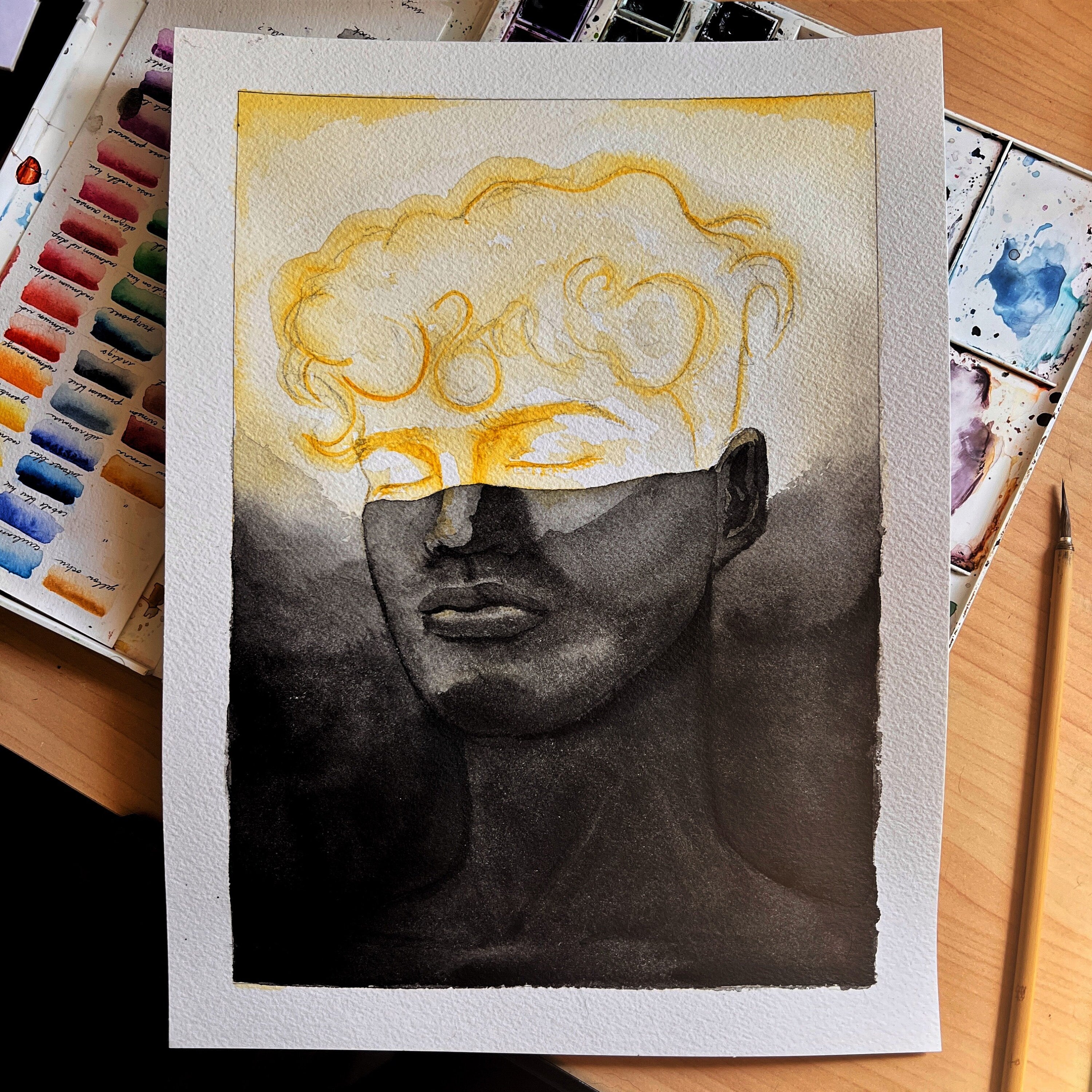 Light in the Darkness (Original Ink and Watercolor)