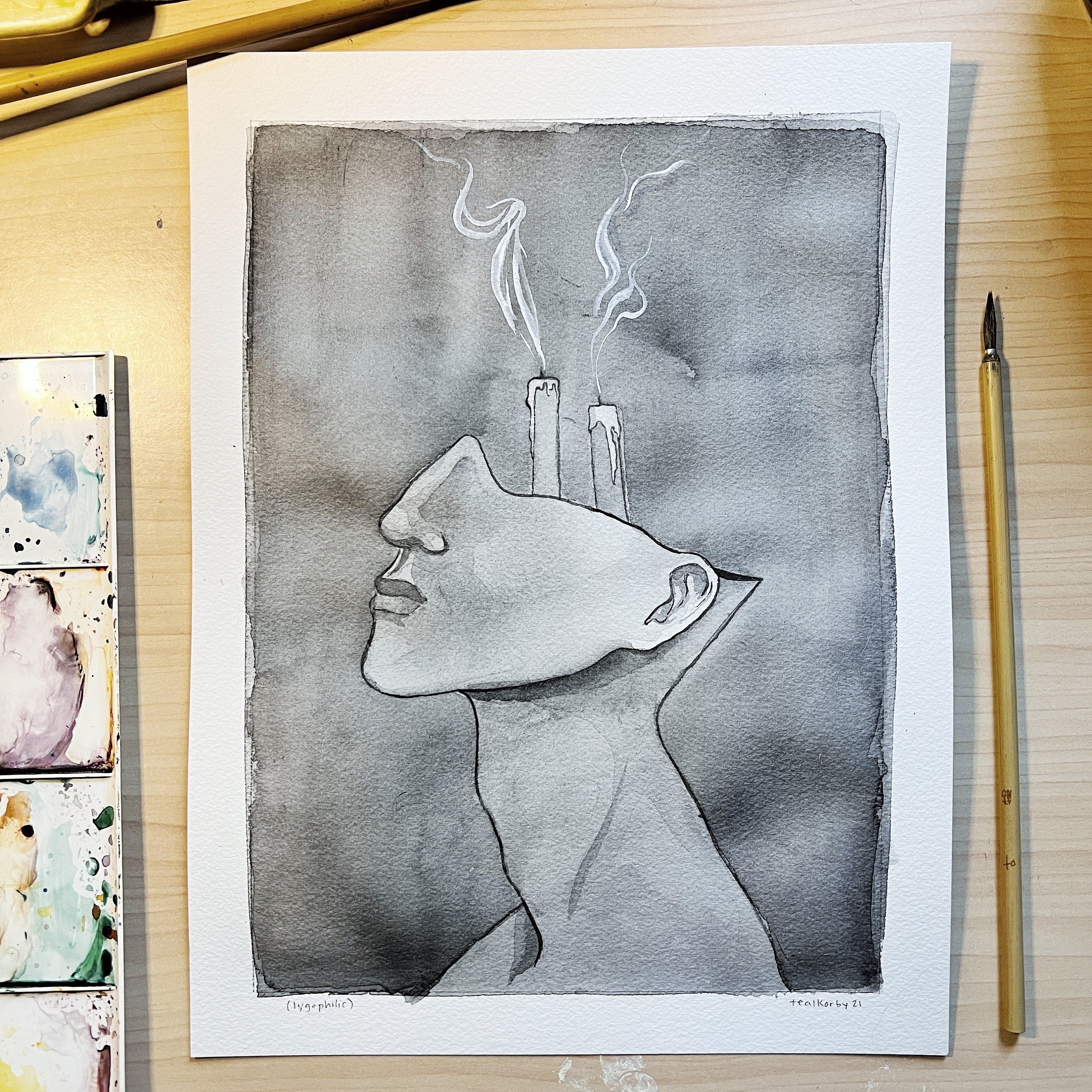 Snuffed (Original Ink and Watercolor)