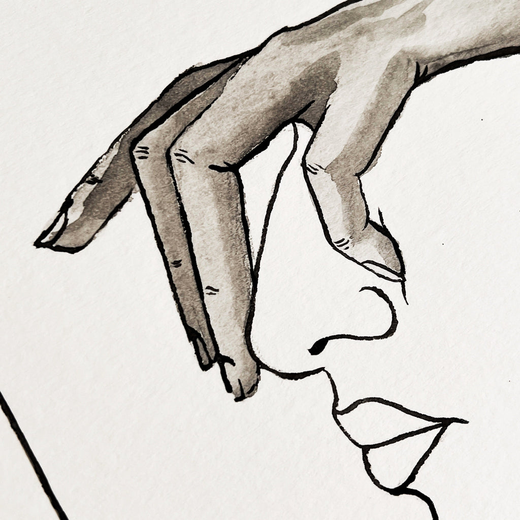 Just a Thought (Original Ink and Watercolor)