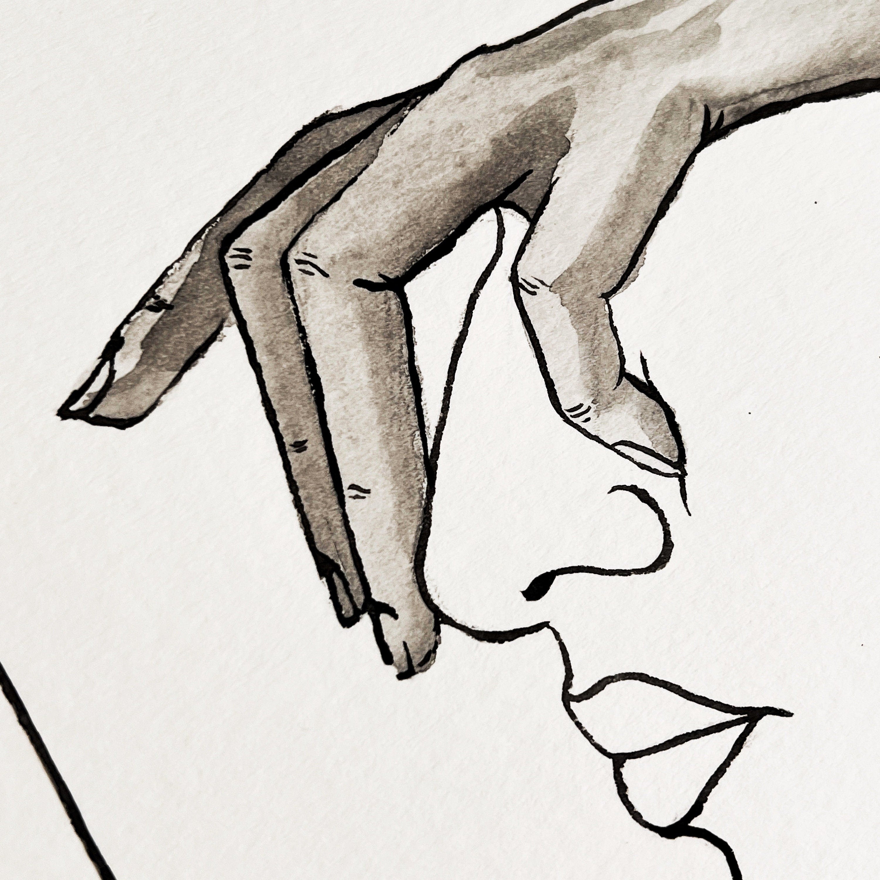 Just a Thought (Original Ink and Watercolor)