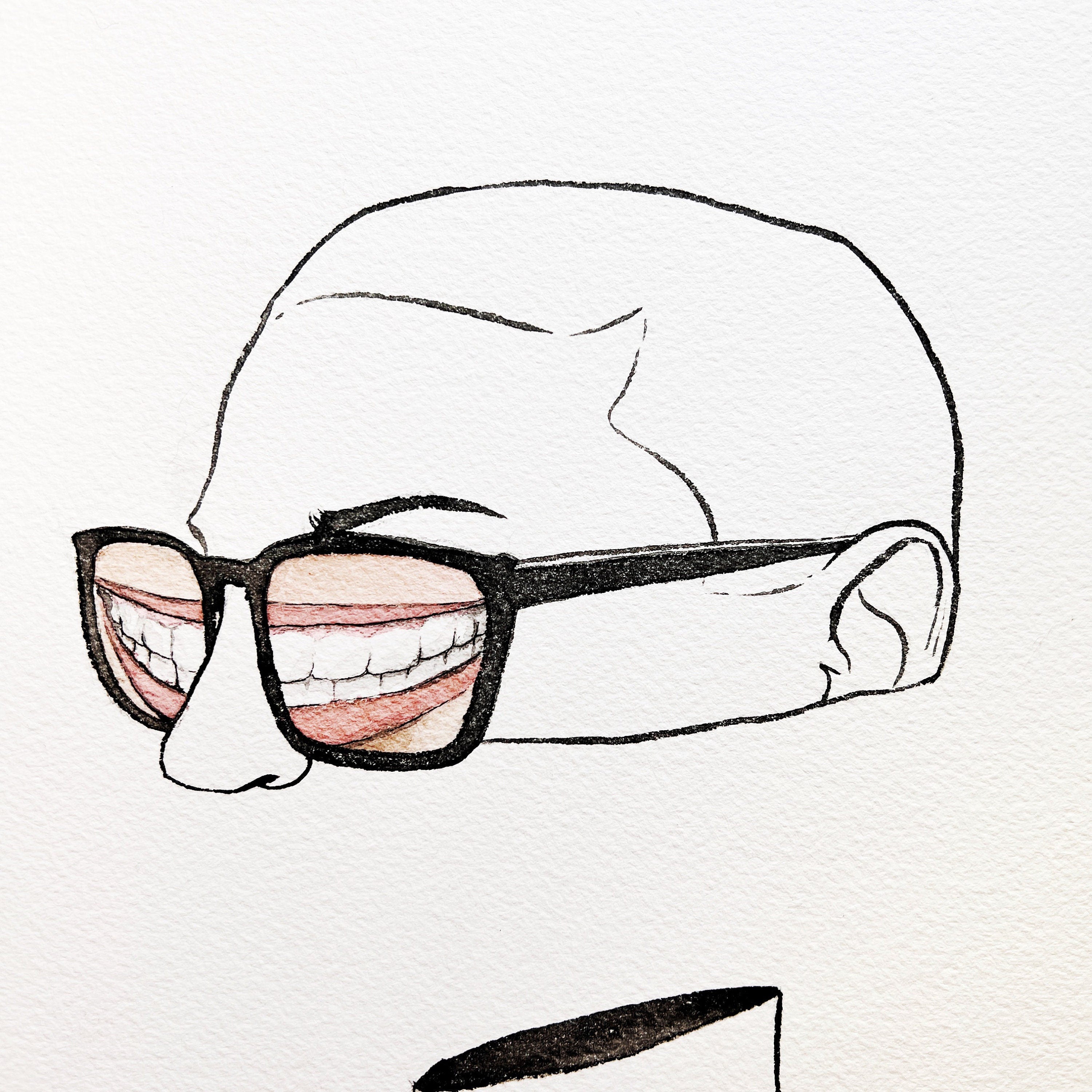 Strange Smile (Original Ink and Watercolor)