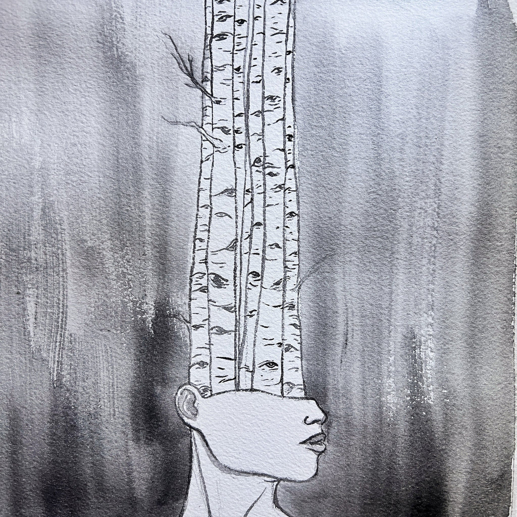 Birch (Original Ink and Watercolor)