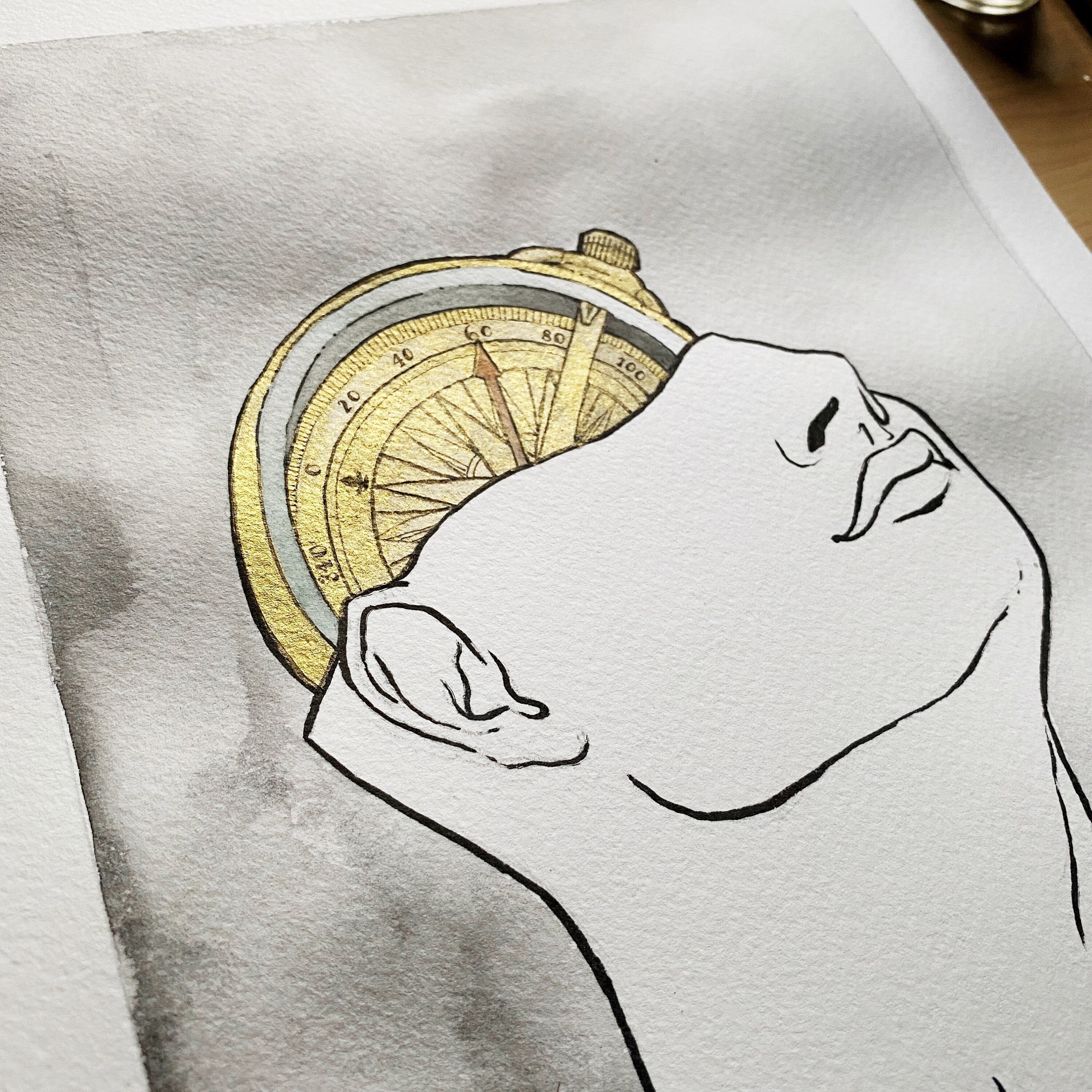 Finding A Way (Original Ink and Watercolor)